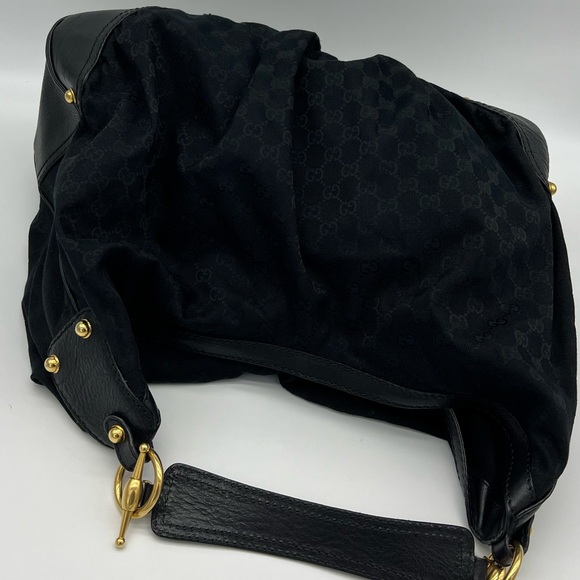 Authentic Gucci Black canvas Jockey large hobo shoulder bag - Picture 7 of 16